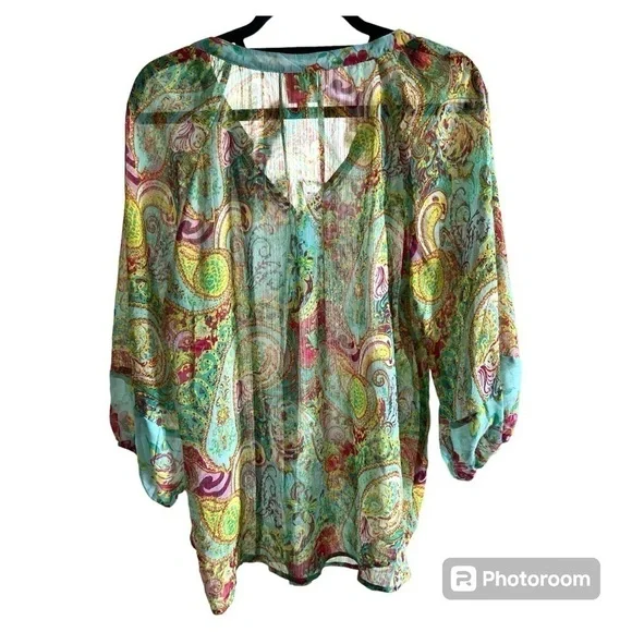 Fig & Flower Floral Paisley Blouse Large
Women’s Sheer Popover - Picture 3 of 4